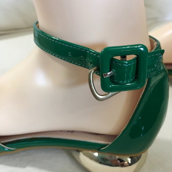 Green Patent Ball Heeled Shoes - Picture 5 of 6